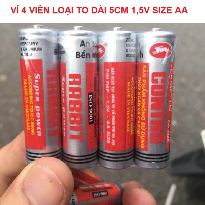 Vỉ 4 Viên Pin Con Thỏ - Pin Tiểu Loại To AA Và Loại Nhỏ AAA Dùng Cho Đồ Chơi Trẻ Em - Thiết Bị Điện Tử Game