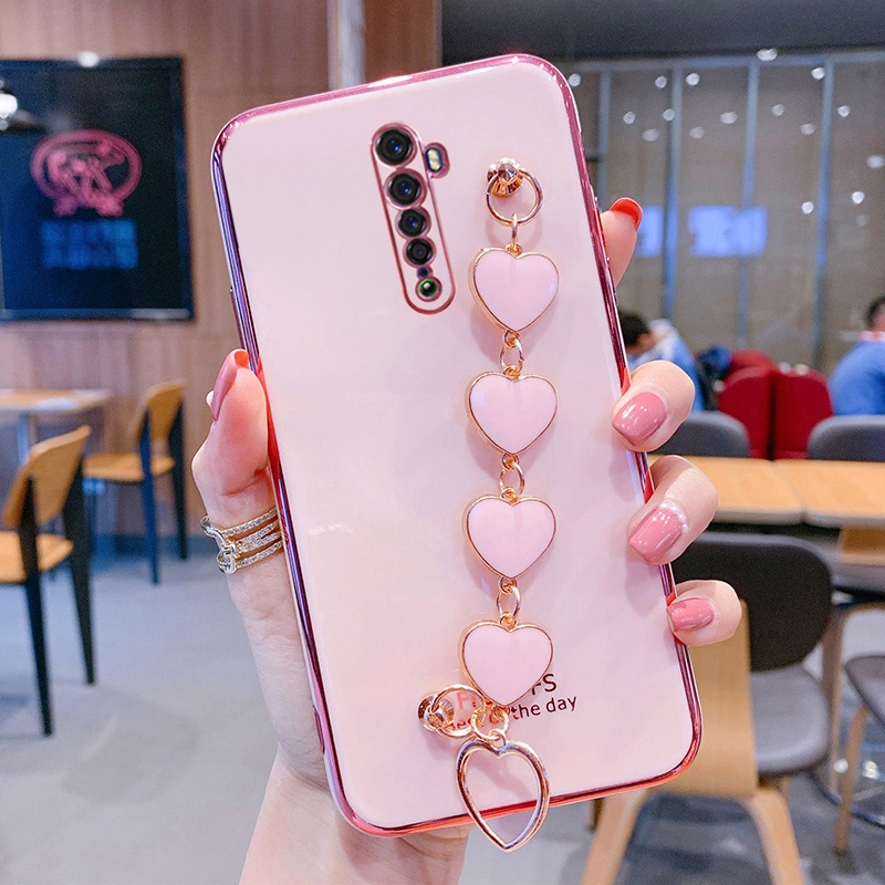 Ốp Điện Thoại Kết Cấu Sang Trọng Có Vòng Tay Trái Tim Cho Oppo Reno 2 Reno 2F