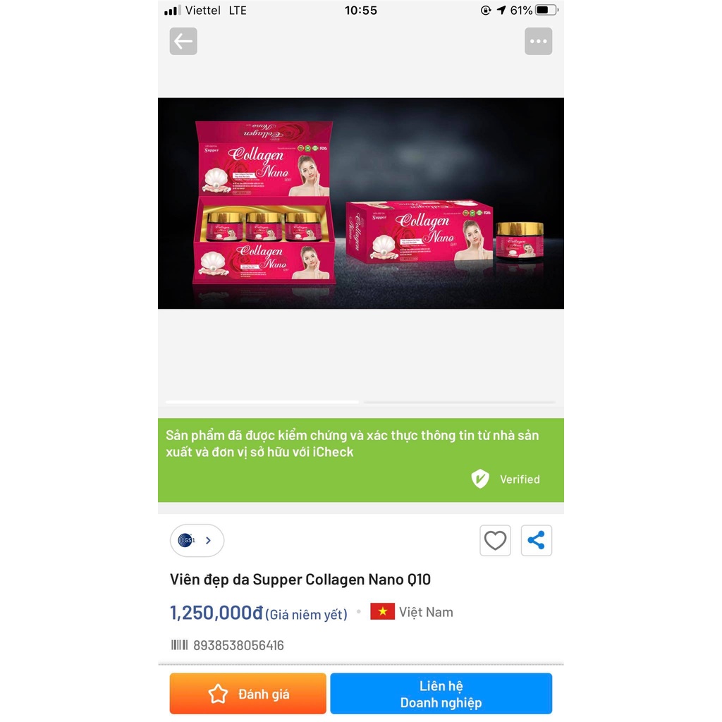 Viên Uống Đẹp Da Supper COLLAGEN NANO Q10 - Giúp Đẹp Da , Ngừa Lão Hóa , Sạm , Nám ( Hộp 3 lọ x 15 Viên )