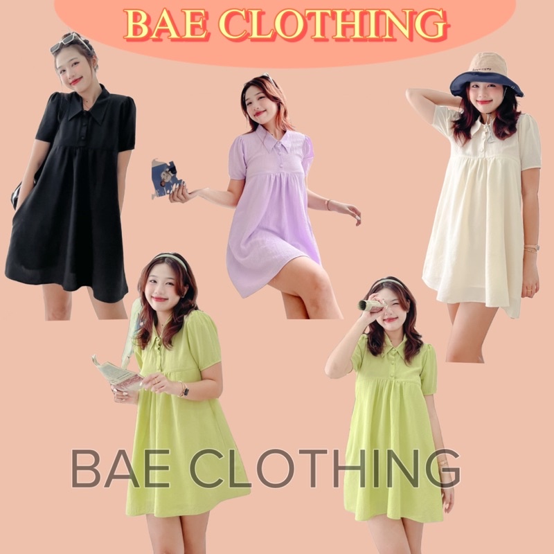 ĐẦM NGẮN TAY BỒNG CUTIE DRESS thiết kế form babydoll tone màu ngọt ngào cổ áo somi xinh xắn style ullzang hàn quốc