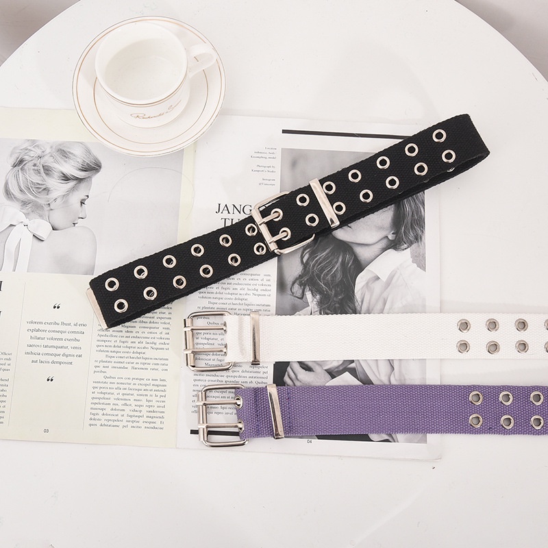 Thắt Lưng Vải Canvas 2 Lỗ Cá Tính Cho Nữ 105cm