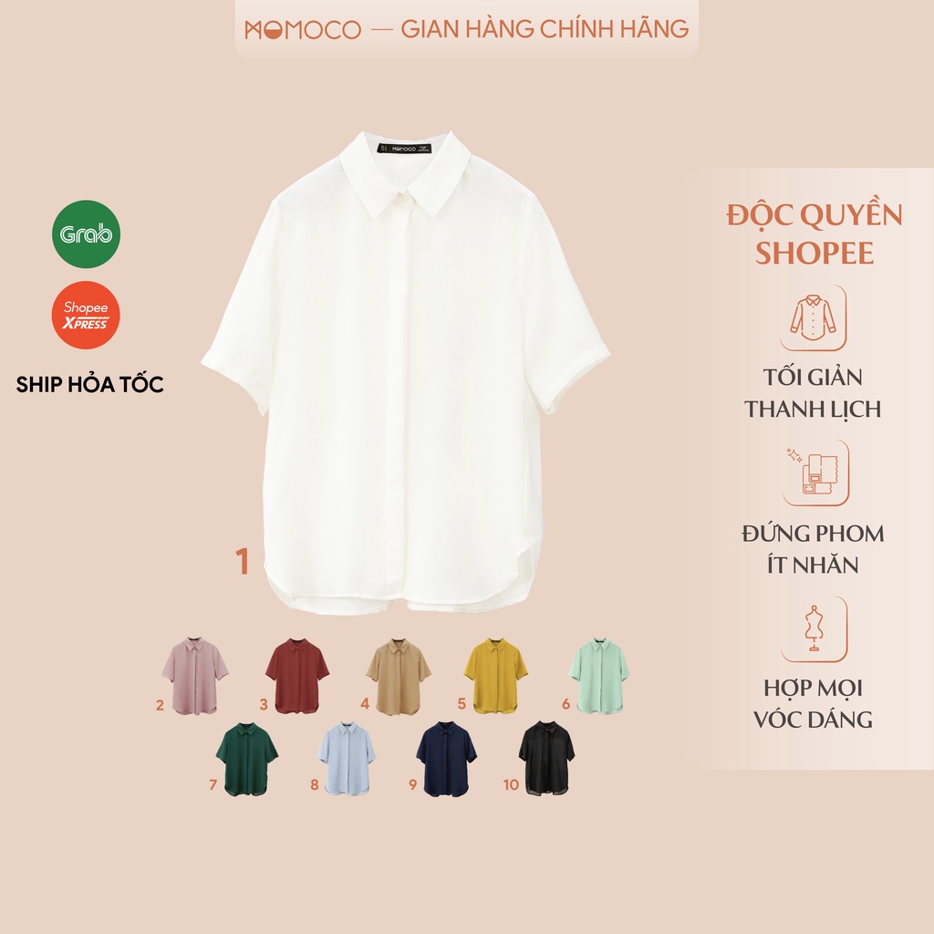 Áo Sơ Mi Nữ Ngắn Tay MOMOCO Essentials Kiểu Dáng Thanh Lịch Chất Liệu Cát Thoáng Mát Không Nhăn M3003
