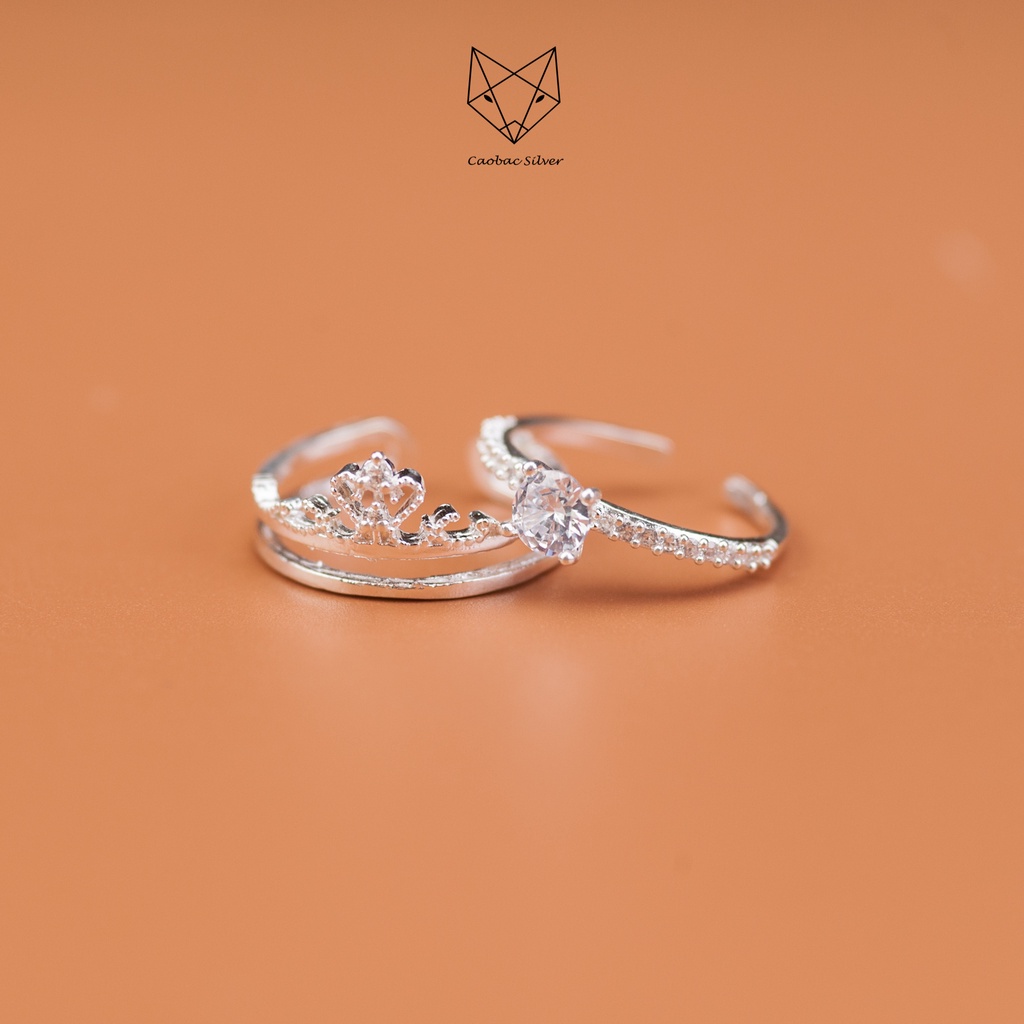 Nhẫn Bạc Ta Cao Cấp CaoBac Silver Vương Miện Ghép Đính Đá Sang Trọng Dành Tặng Riêng Cho Bạn Gái