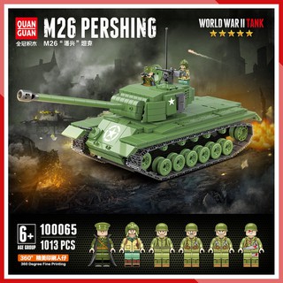 Lắp ghép Siêu tank  M26 Pershing đế quốc Mỹ - Đồ chơi Xếp hình Mô hình WW2 QuanGuan 100065