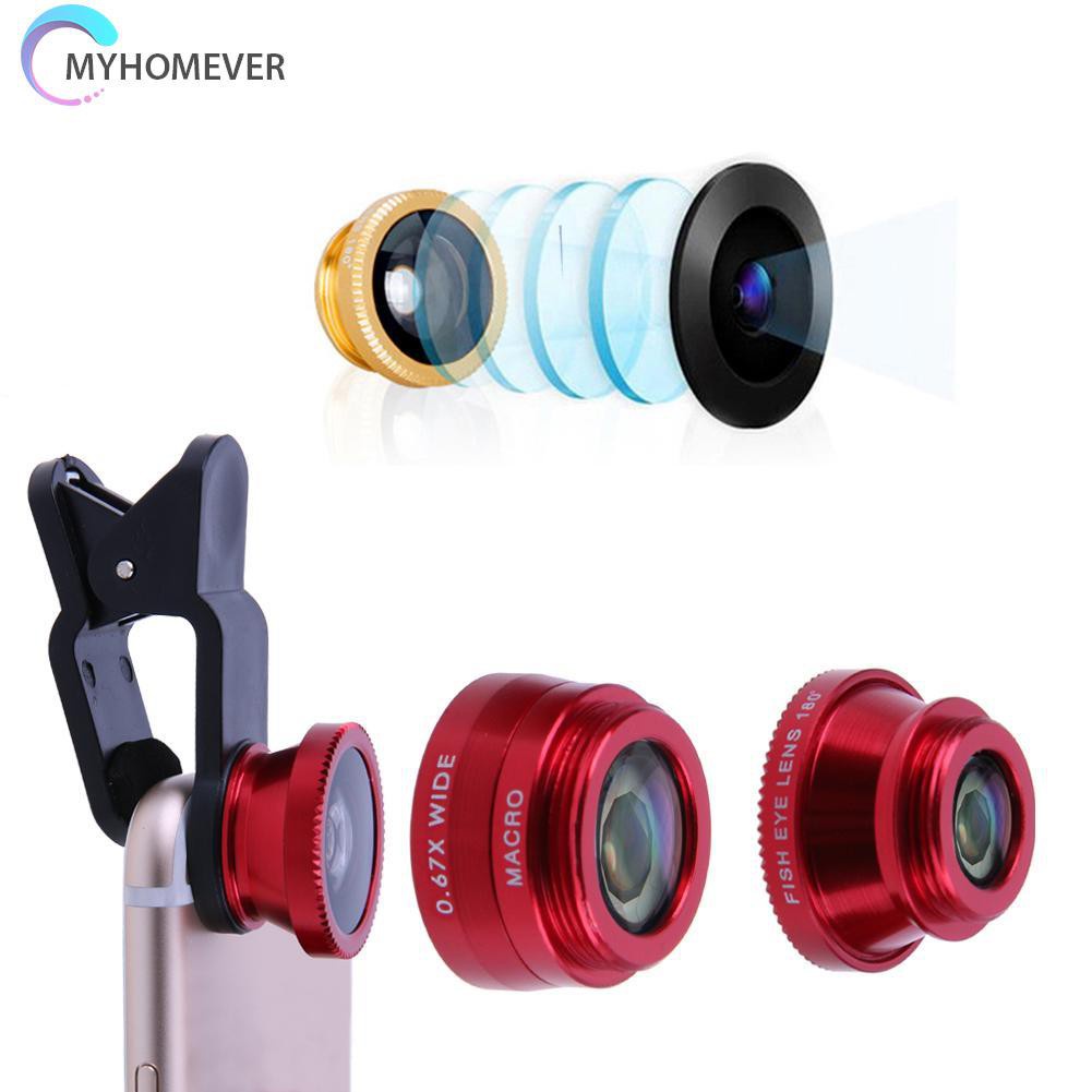 myhomever 3 in 1 Fish Eye+ Wide Angle+ Macro Camera Lens Kit for Phone