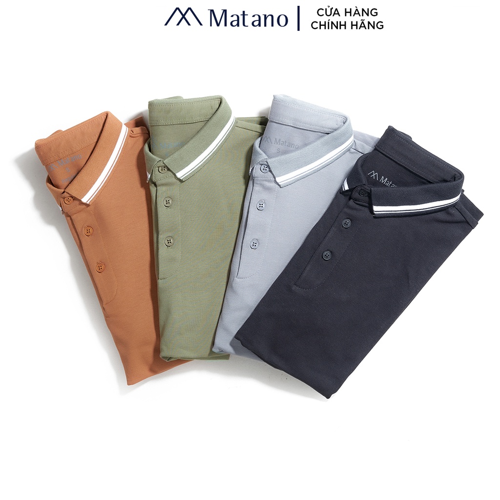 Áo polo nam đẹp MATANO 030 - Áo thun polo nam có cổ trụ bẻ, vải cá sấu cotton cao cấp, bo dệt kẻ sọc trắng đơn giản