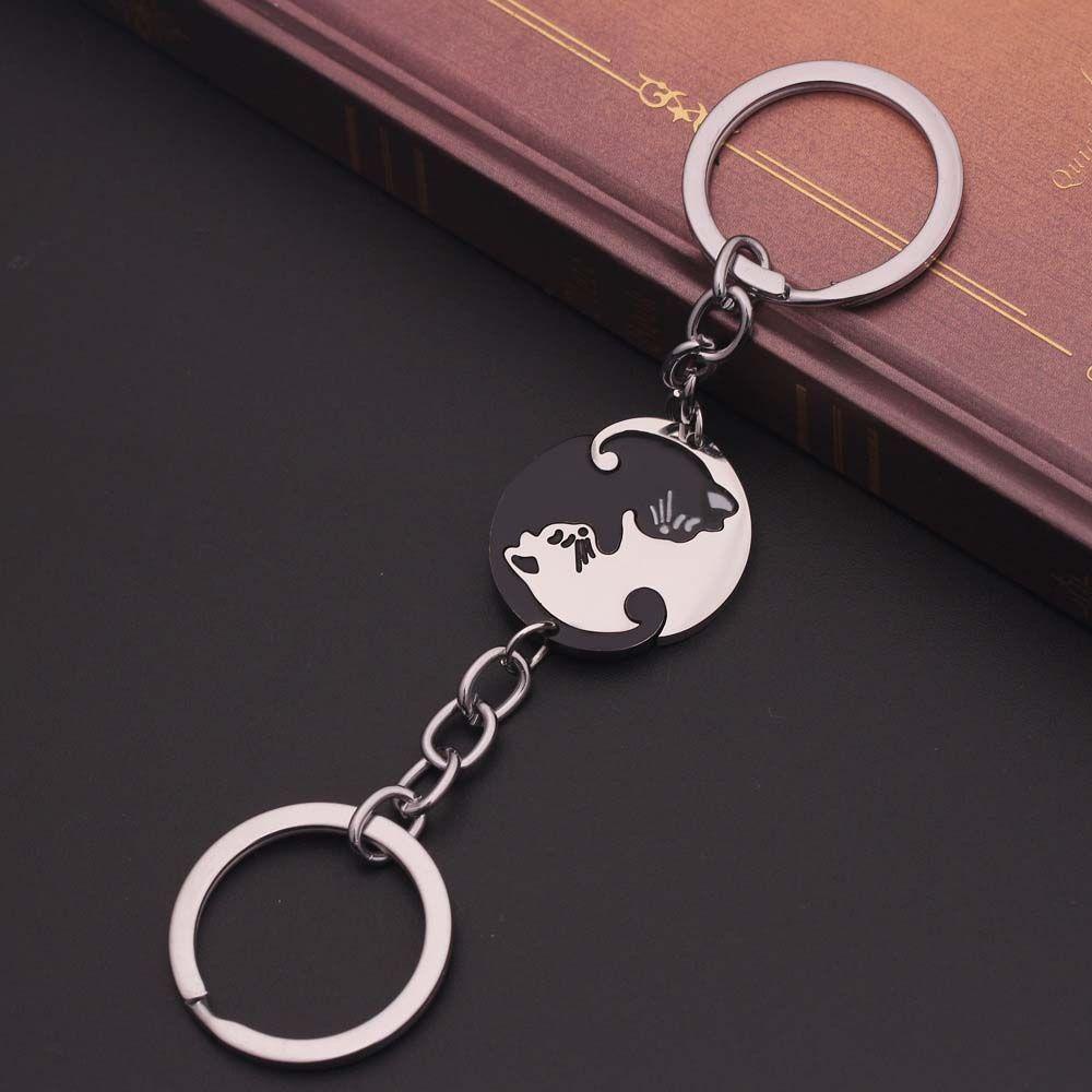 LANFY Móc Khóa Hình Mèo Trắng Đen Dễ Thương