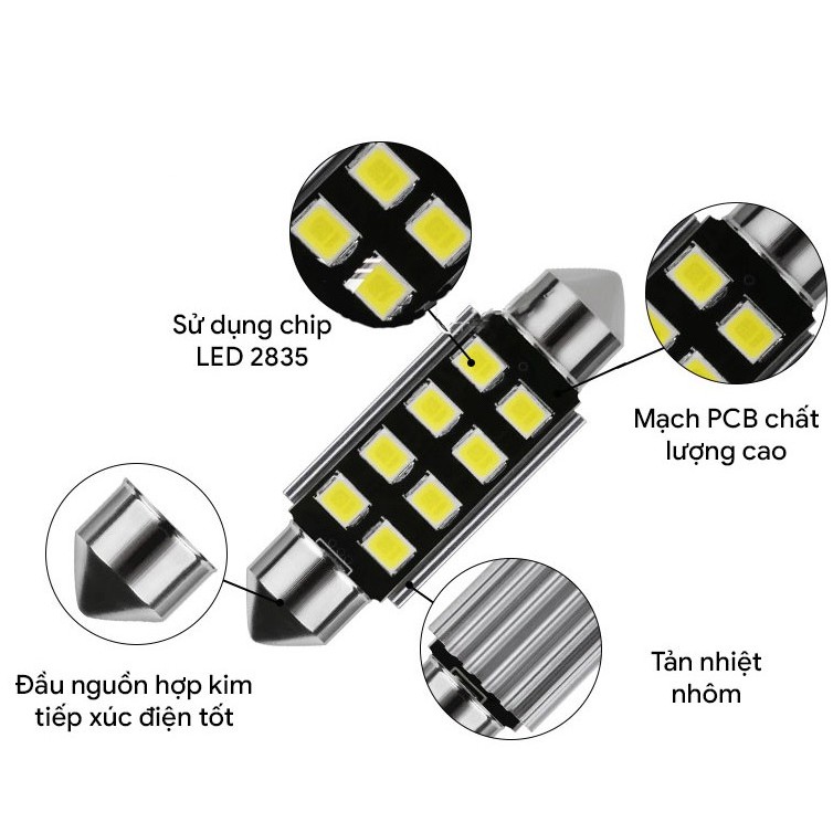 Bóng LED trần, đọc sách, cốp , chip 2835 festoon F2835-8