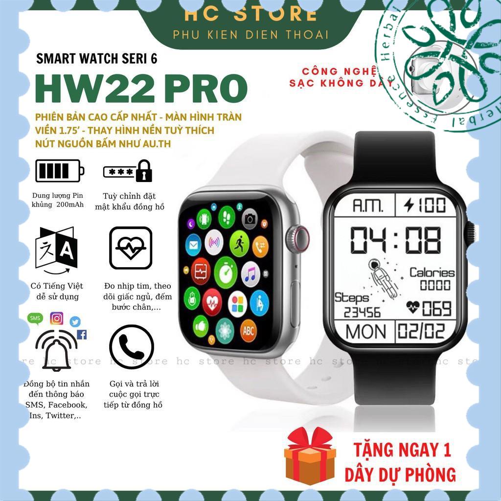 [Hàng mới về] Đồng hồ thông minh HW22 Pro Series 6 Tràn viền, Nghe Gọi, Đo nhịp tim, Sạc không dây, Thay hình nền, Chơ