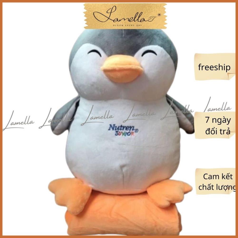 Gấu bông hình chim cánh cụt mềm mại Size 60cm kèm chăn LAMELLA