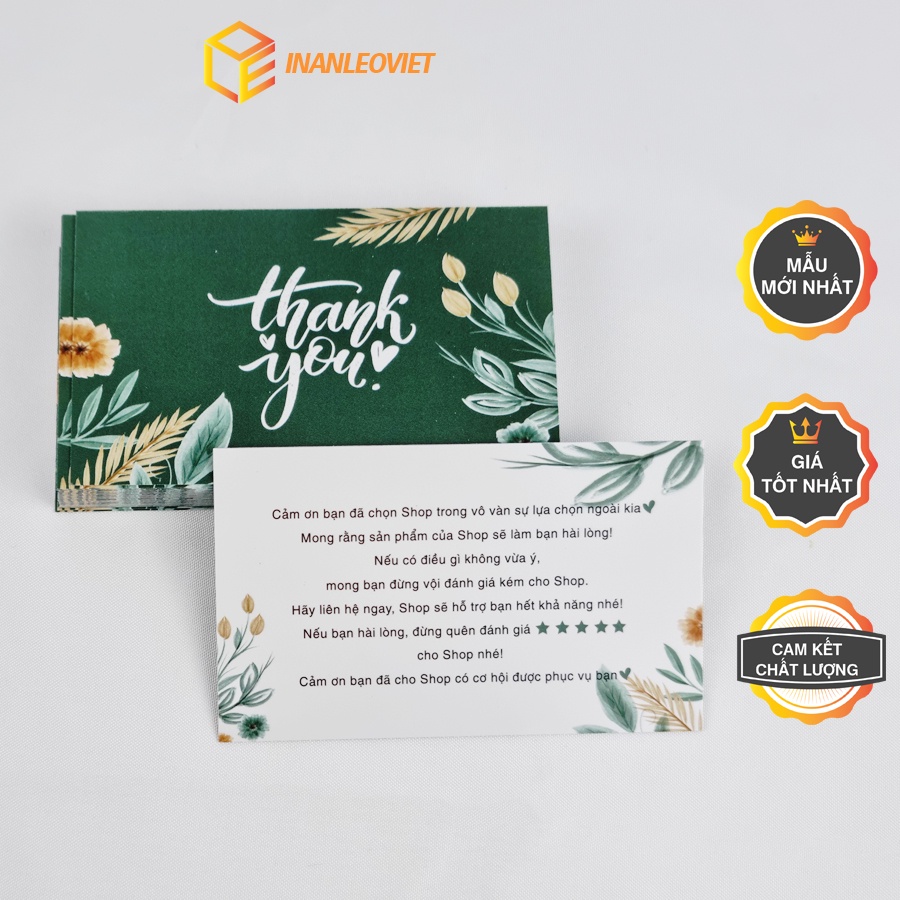 Thiệp cảm ơn khách hàng card visit name card giá rẻ đẹp giấy C300 cán mờ cứng sang trọng ms A09