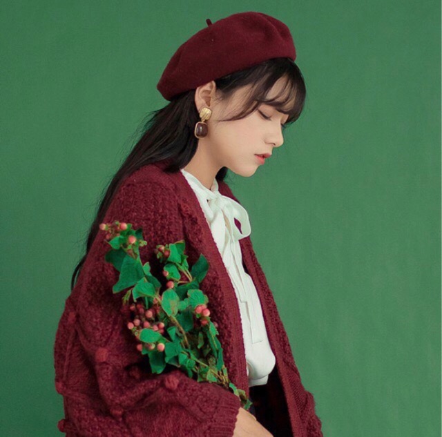 MŨ NỒI DẠ BERET CÓ DÂY RÚT STYLE HÀN QUỐC