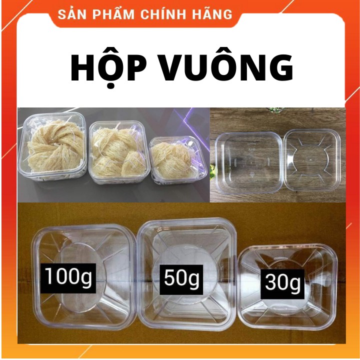 [combo 10 hộp] Hộp nhựa vuông đựng yến sào 30, 50, 100g