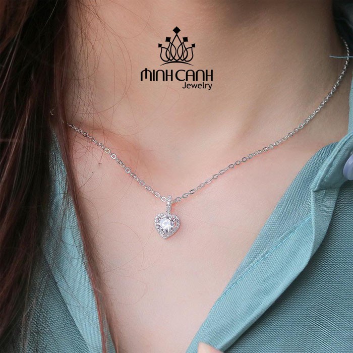 Vòng Cổ Bạc Nữ Trái Tim Đính Đá Lấp Lánh - Minh Canh Jewelry