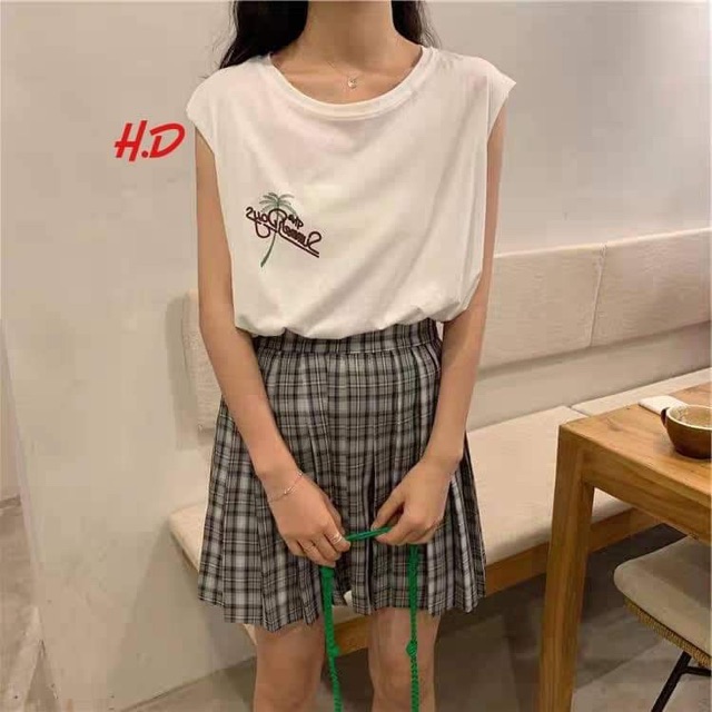Áo tanktop cây dừa chữ ngực HDA0719