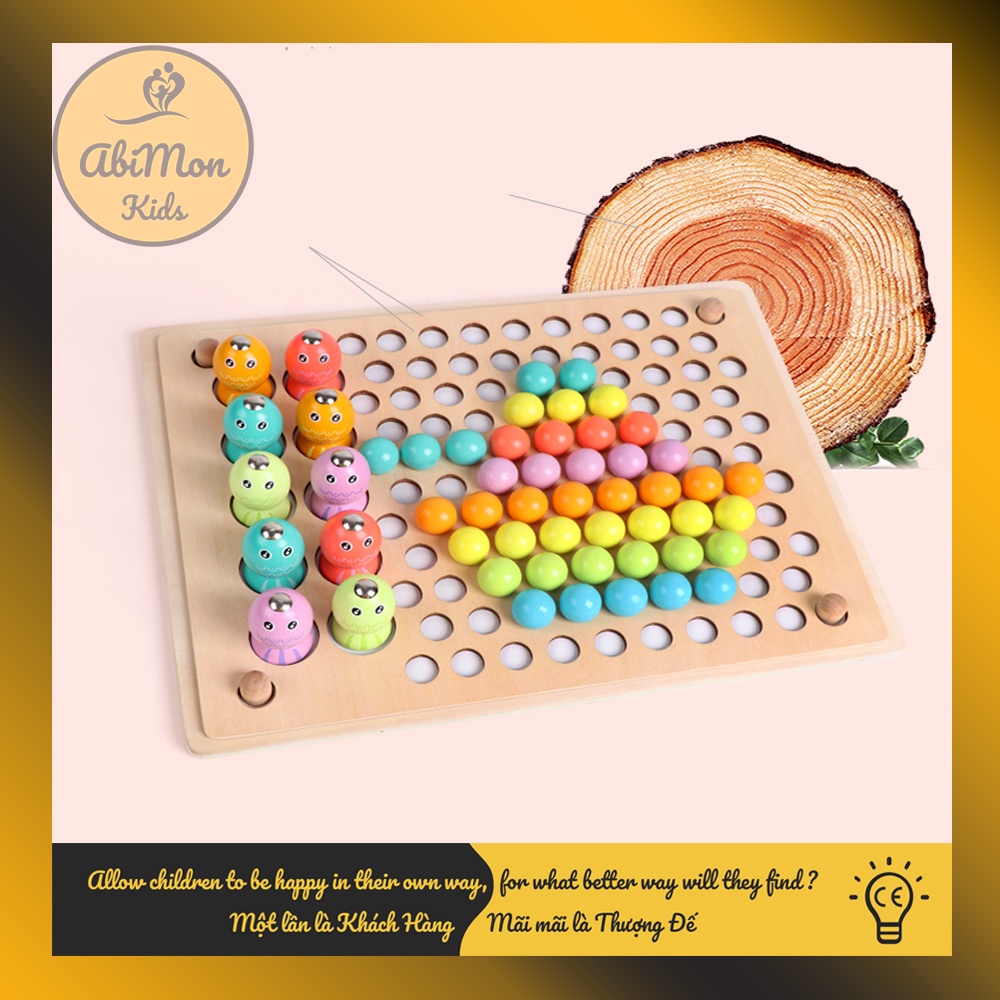 Bộ Gắp Hạt Kèm Câu Cá Bằng Gỗ Cho Bé ☘️ Montessori cao cấp ✨ (Đồ chơi Gỗ - Đồ chơi Giáo Dục - An toàn - Thông minh)