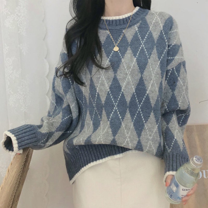 Áo Sweater Dệt Kim Dáng Rộng Phong Cách Hàn Quốc Thời Trang Mùa Thu Hàng Mới Dành Cho Học Sinh Nữ