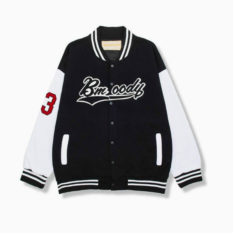 Áo bomber jacket thêu BMOODY phiên bản hoàn hảo áo varsity chống nắng cao cấp nam nữ AQ STORE