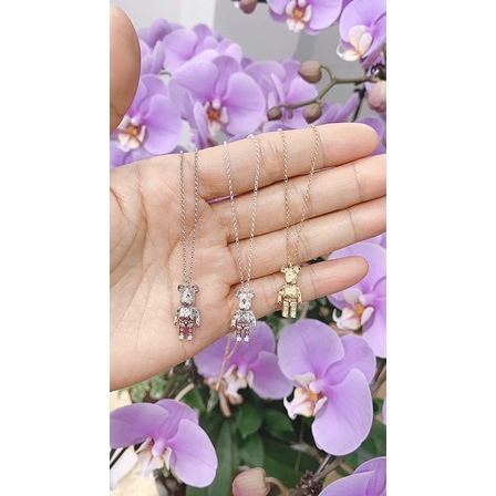 Dây chuyền bạc nữ 925 gấu BearBrick,Dây chuyền gấu Bear Brick bạc 925 cao cấp-Minh Tâm Jewelry