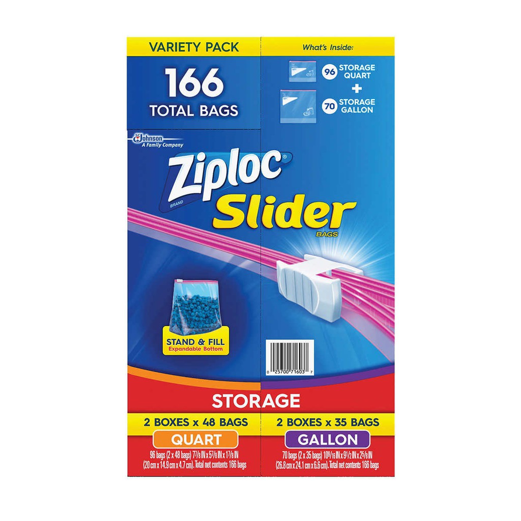 Túi zip đựng thực phẩm Ziploc Slider size vừa + lớn