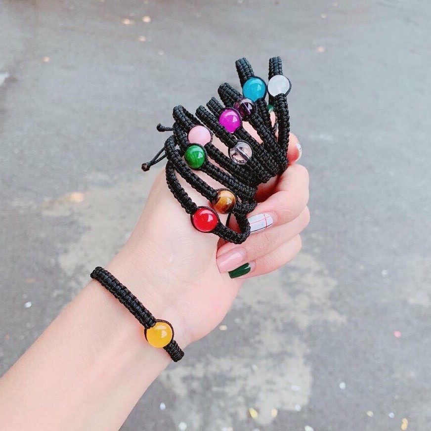 Vòng tay đan dây hạt đá theo mệnh, vòng tay Handmade phong thuỷ - D02