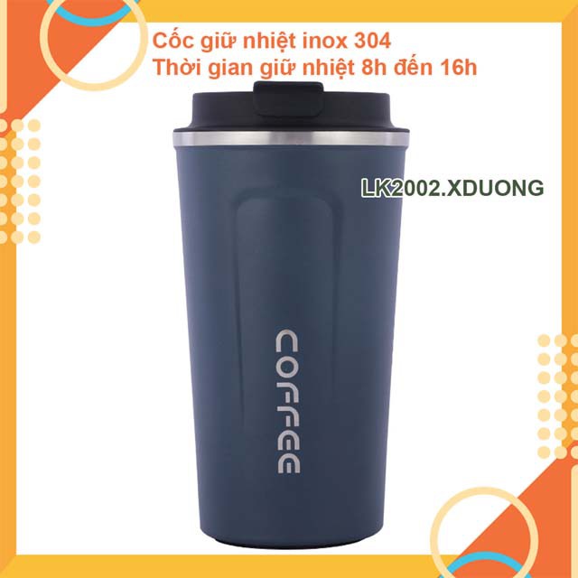 Cốc giữ nhiệt 510ml hàng nhập khẩu cao cấp- màu đen LK 2002-giữ nhiệt từ 6h-16h