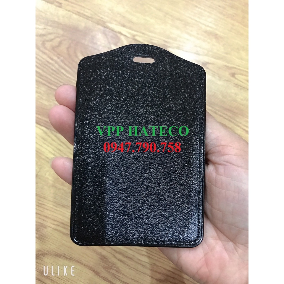 Thẻ đeo da ĐEN DỌC Bao da đựng thẻ nhân viên dọc 8,6 x 5,4cm Bao da PU đựng thẻ ID/thẻ tiện dụng cho học sinh/văn phòng