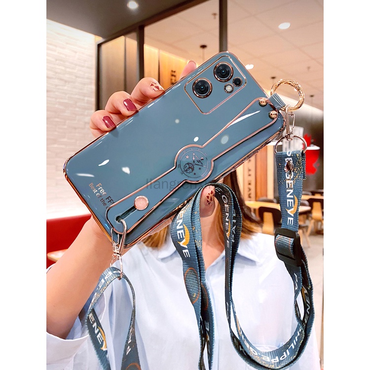 Ốp Điện Thoại Mềm Đính Đá Có Dây Đeo Cổ Cho oppo reno 7 z reno 7 5g reno7 z reno 7z 5g