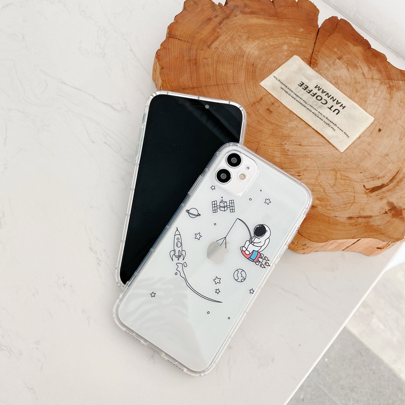Ốp Điện Thoại Trong Suốt Họa Tiết Phi Hành Gia Dễ Thương Cho iPhone 12 11 Pro Max X Xs Xr 12 Mini 7 8 Plus | BigBuy360 - bigbuy360.vn