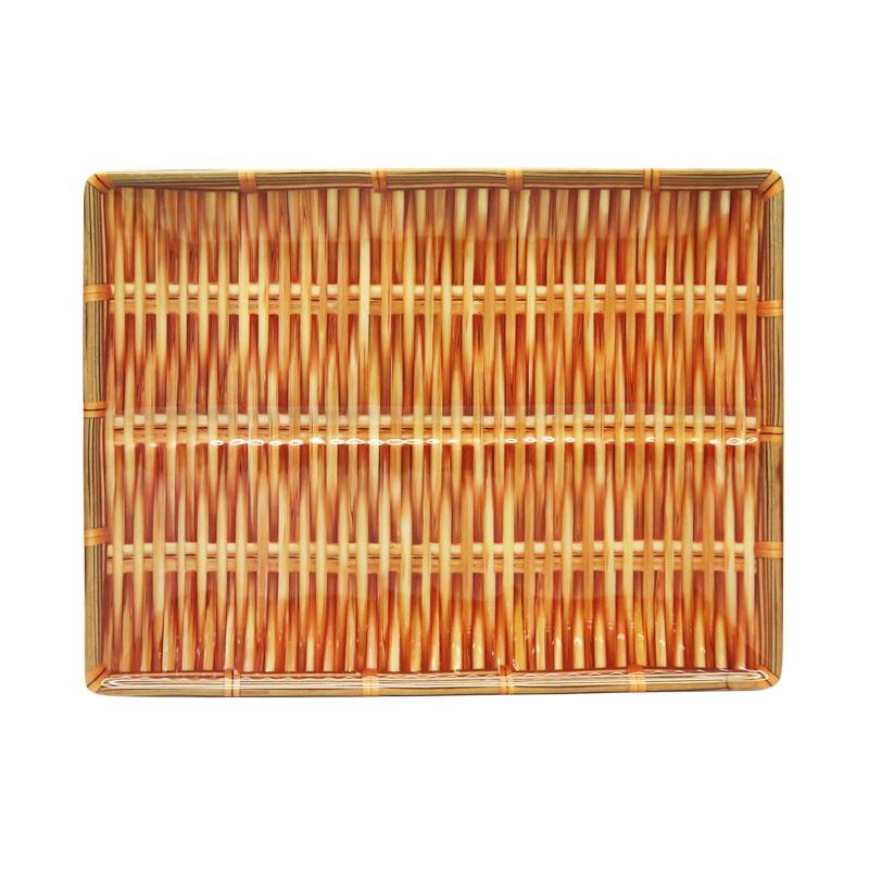 Đĩa Phíp Giả Tre Đan - Mẹt Nhựa Giả Mây Bán Bún Đậu Mắm Tôm, Đựng Đồ Ăn Hình Tròn, Chữ Nhật