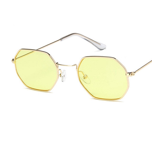 Kính mát gọng kim loại lục giác màu sắc phong cách vintage