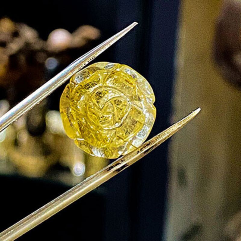 Bông hoa đá tóc vàng làm mặt nhẫn, mặt dây chuyền, giá mặt đá không bao gồm nhẫn