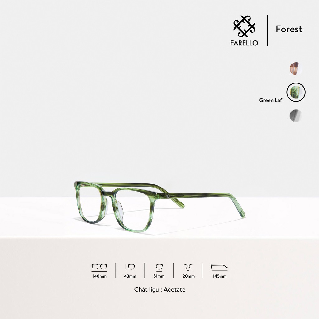 Gọng kính nam nữ cao cấp FARELLO Forest mắt vuông bo tròn Acetate màu sắc thời trang | BigBuy360 - bigbuy360.vn