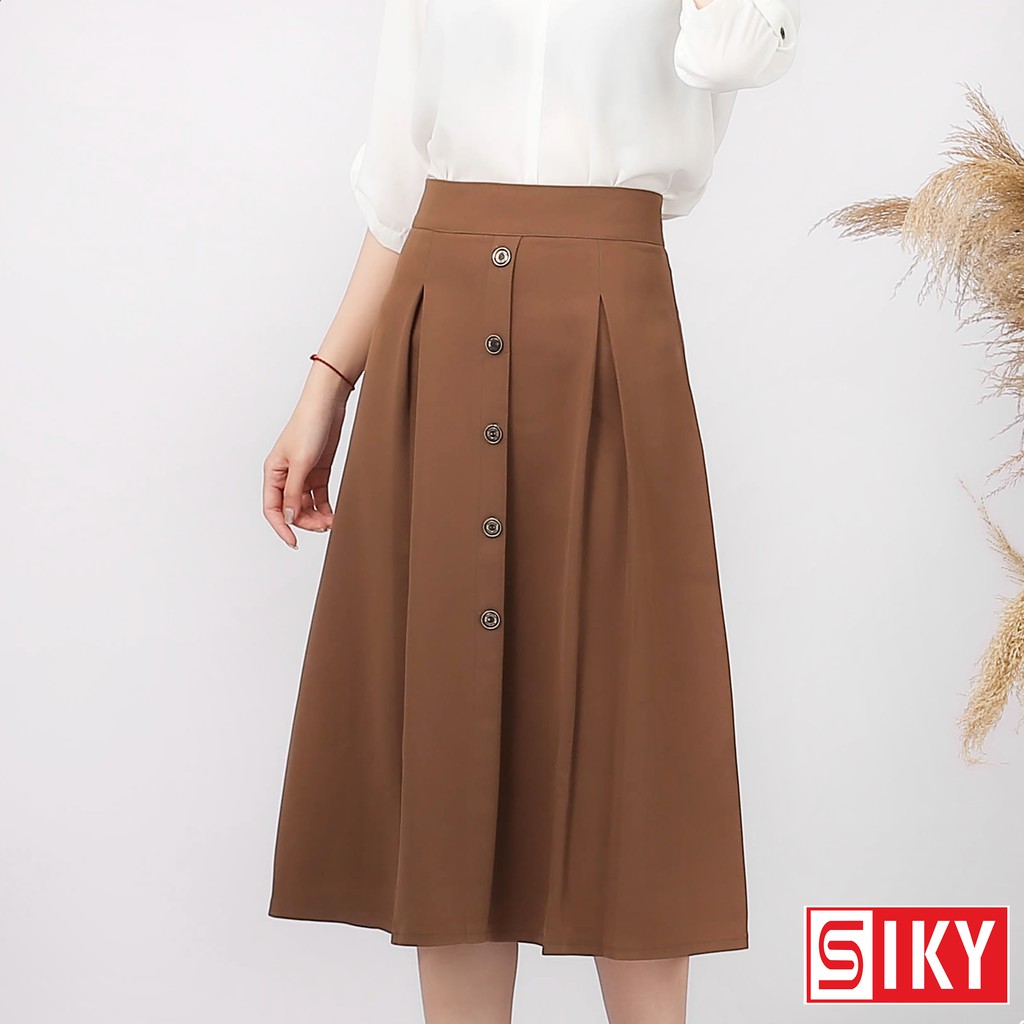Chân váy công sở dáng dài 5 cúc hàng mới- SIKY CV02