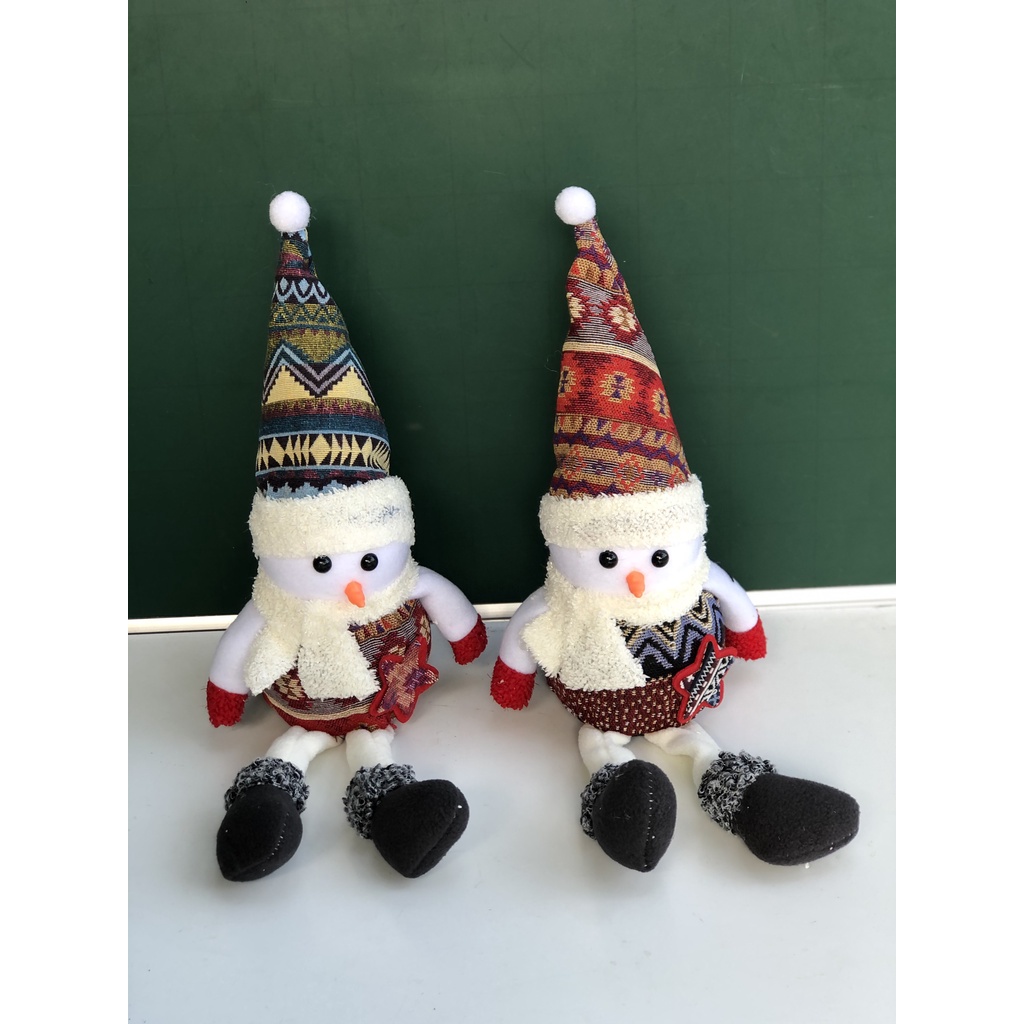 Người tuyết chân dài thổ cẩm 35cm làm quà tặng Noel và trang trí Giáng sinh
