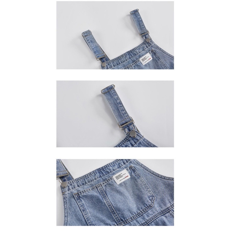 Đầm Yếm Denim Không Tay Lưng Cao Dáng Rộng Thời Trang Hàn Quốc