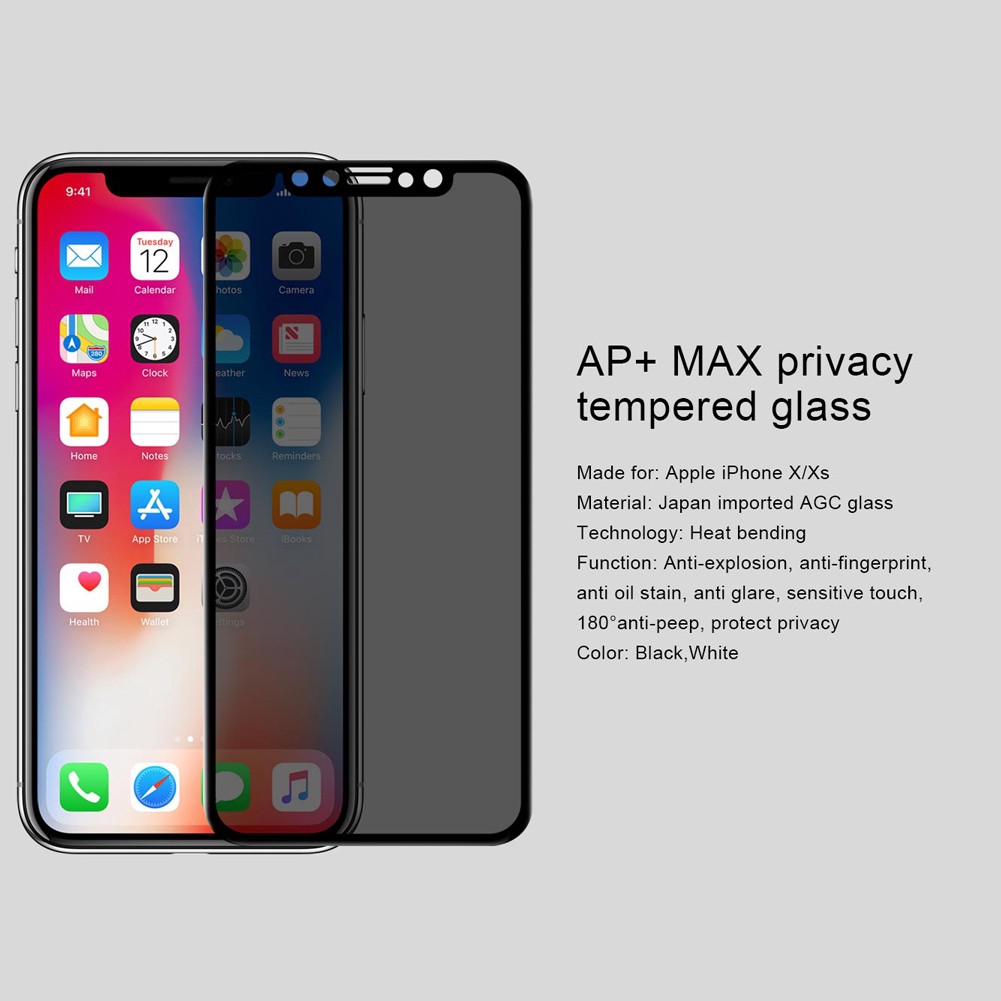 Kính Cường Lực Điện Thoại NILLKIN 3D AP+Max Cho iPhone Xs Chống Nhìn Trộm