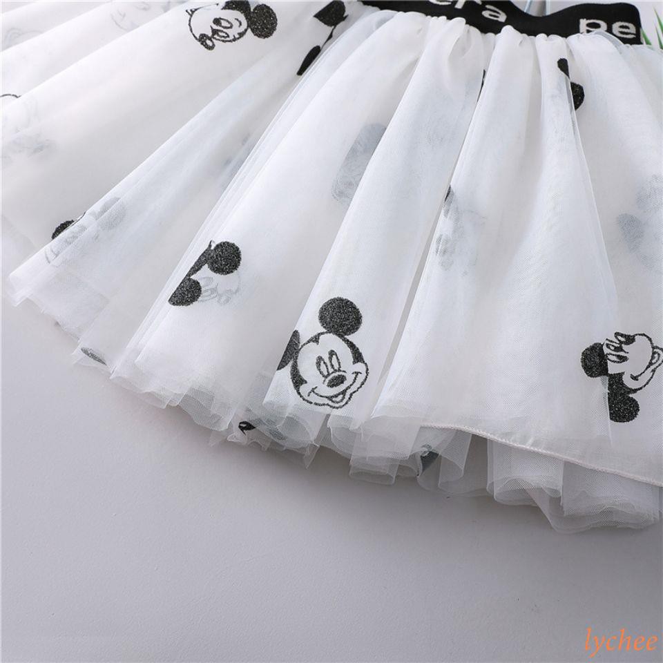 Chân váy xòe in hình chuột Mickey xinh xắn cho bé gái