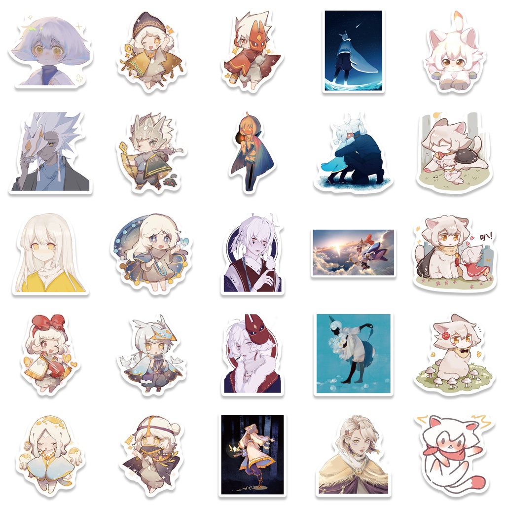 Set 50 miếng dán chống thấm nước hình Game Sky: Kids of Light trang trí hành lý/xe đạp