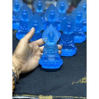 Tượng Phật Quán thế âm bằng đá lưu ly để trang tri xe ô tô, cao12cm, ngang 7cm, dày 5cm