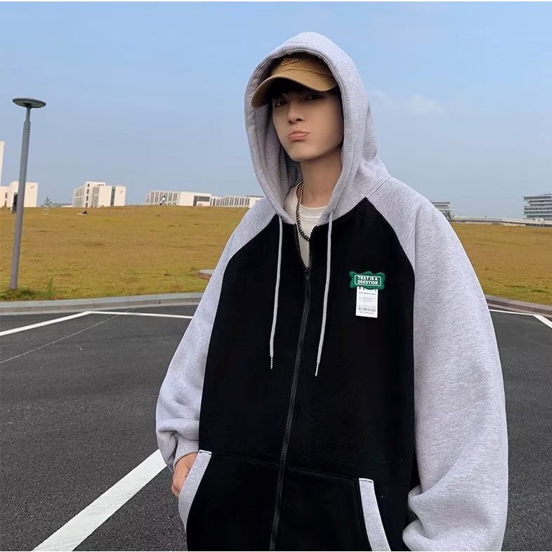 Áo Khoác Hoodie Kiểu Vintage Hàn Quốc Thiết Kế Đơn Giản Cá Tính