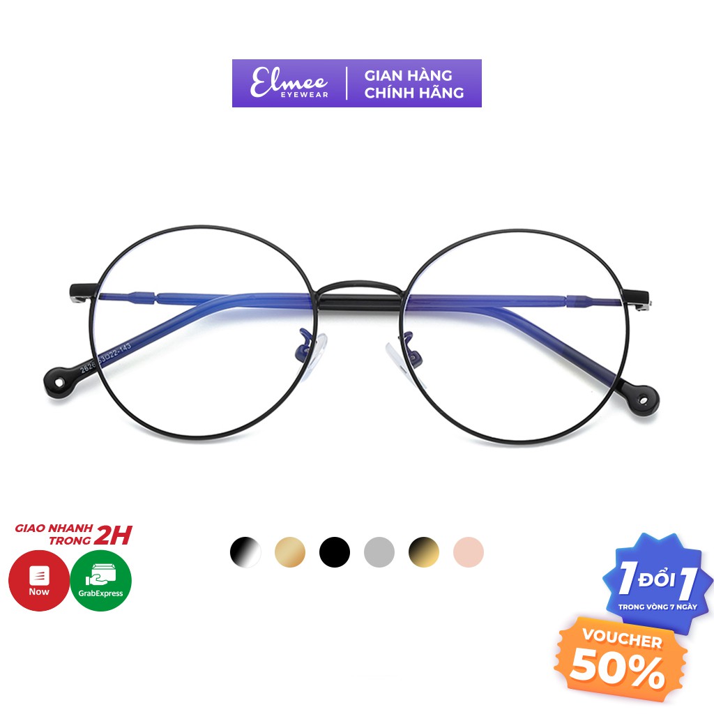 Gọng kính cận mắt tròn xoe Elmee E2626 kiểu dáng NOBITA - có cắt mắt cận