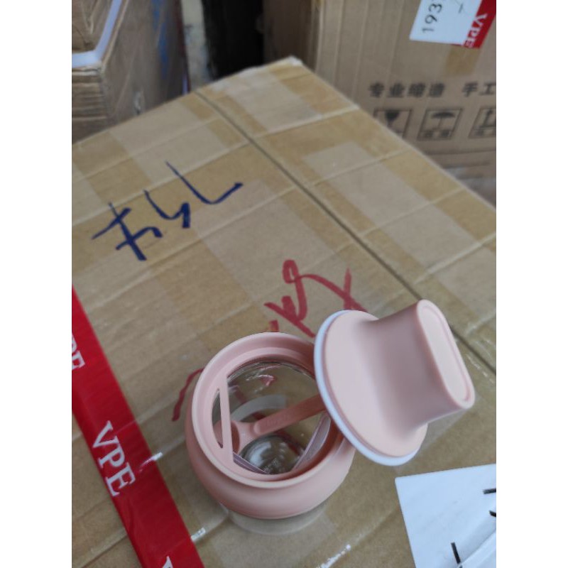 Hũ đựng gia vị, dầu ăn, mật ong chất liệu thủy tinh kèm thìa nắp hồng | BigBuy360 - bigbuy360.vn