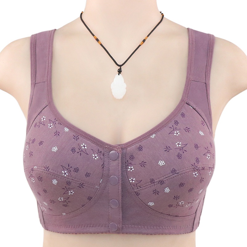 Áo Ngực Thể Thao Vải Cotton Mềm Mỏng Không Đường May Cài Khóa Trước Cỡ Lớn Thoáng Khí Cho Nữ