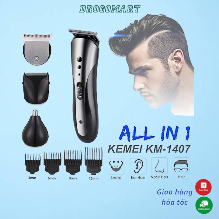 Tông đơ Kemei 1047 cắt tóc, cạo râu, tỉa lông mũi đa năng bảo hành 12 tháng