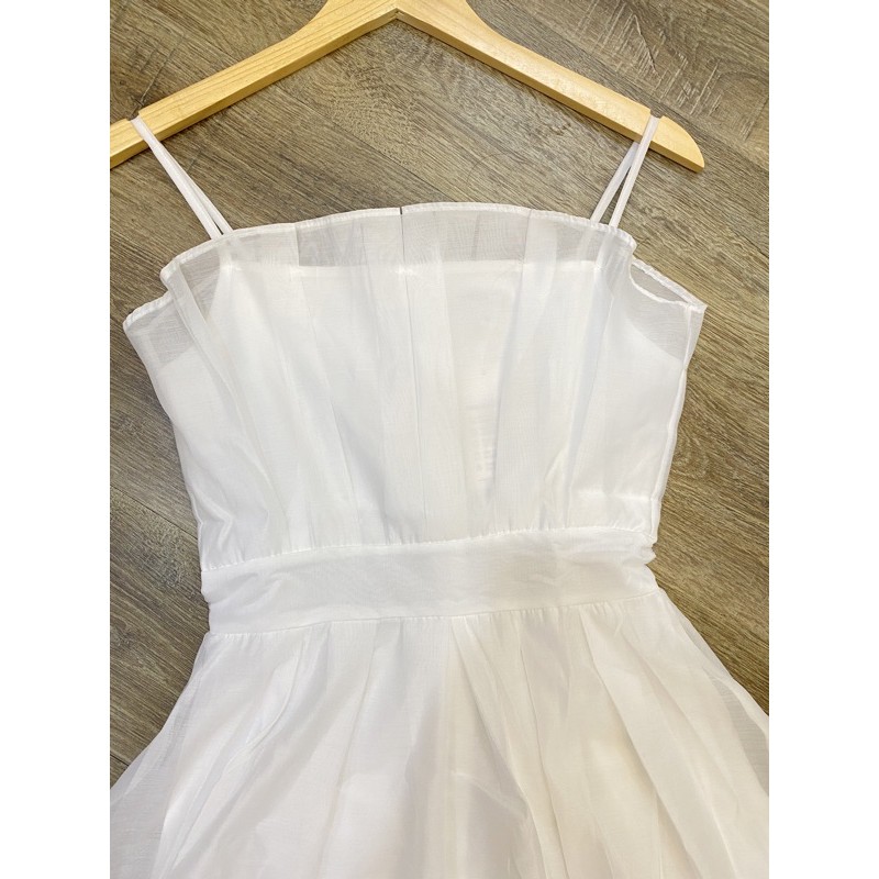 [Mã WAMT1505 giảm 10K đơn 0K] [ảnh thật] Đầm dự tiệc trắng 2 dây xếp li ngực sang trọng mã [xếp li 2 tầng hot trend] | BigBuy360 - bigbuy360.vn