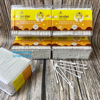 Tăm Bông Kotton Care For Kid 336 que đầu nhỏ HỘP CHỮ NHẬT cho Bé - Hàng chính hãng Bông Bạch Tuyết