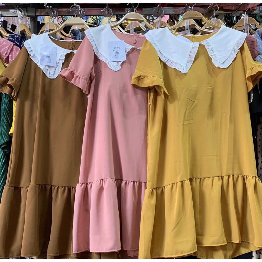 Váy bầu dáng xuông chân cá, có cổ sen trắng xinh xắn mùa hè 2022 (V136)