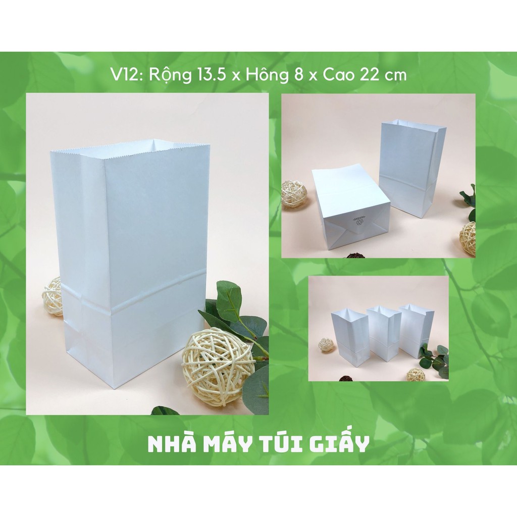 300 CHIẾC TÚI GIẤY KRAFT SIZE 12: 13.5x8x22 MÀU TRẮNG KHÔNG QUAI ( ẢNH THẬT)