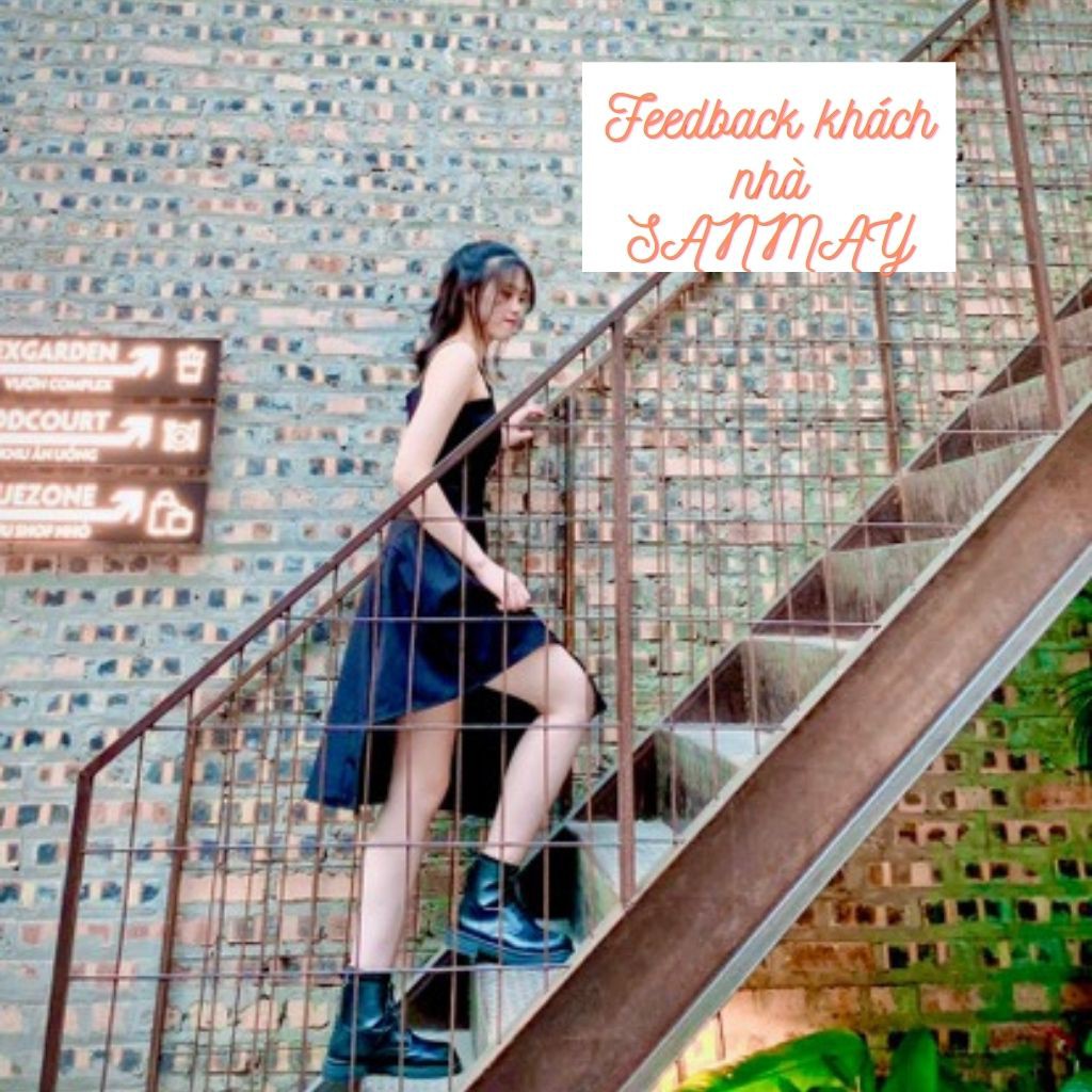 Đầm Xòe Dự Tiệc Đen SANMAY Thiết Kế Lệch Tà, Vải Nhung Co Dãn VD030 | BigBuy360 - bigbuy360.vn